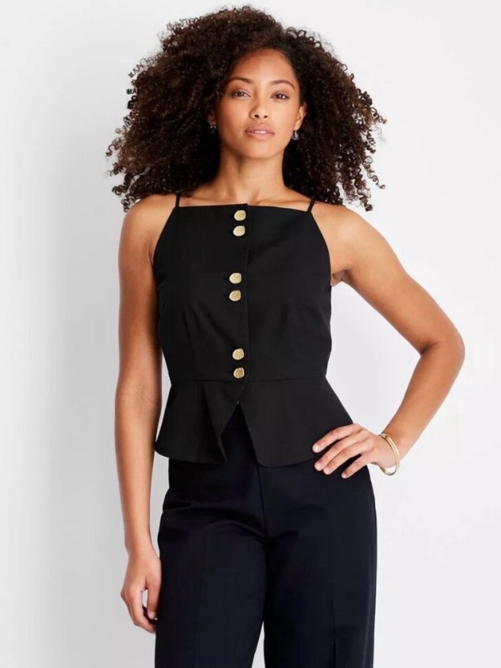 Future Collective Black Button-Front Women's Vest